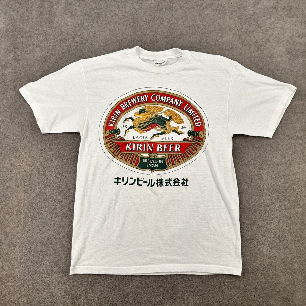 VTG 1980s Stedman Kirin Brewery Company Limited Ringer T-Shirt Men Large White